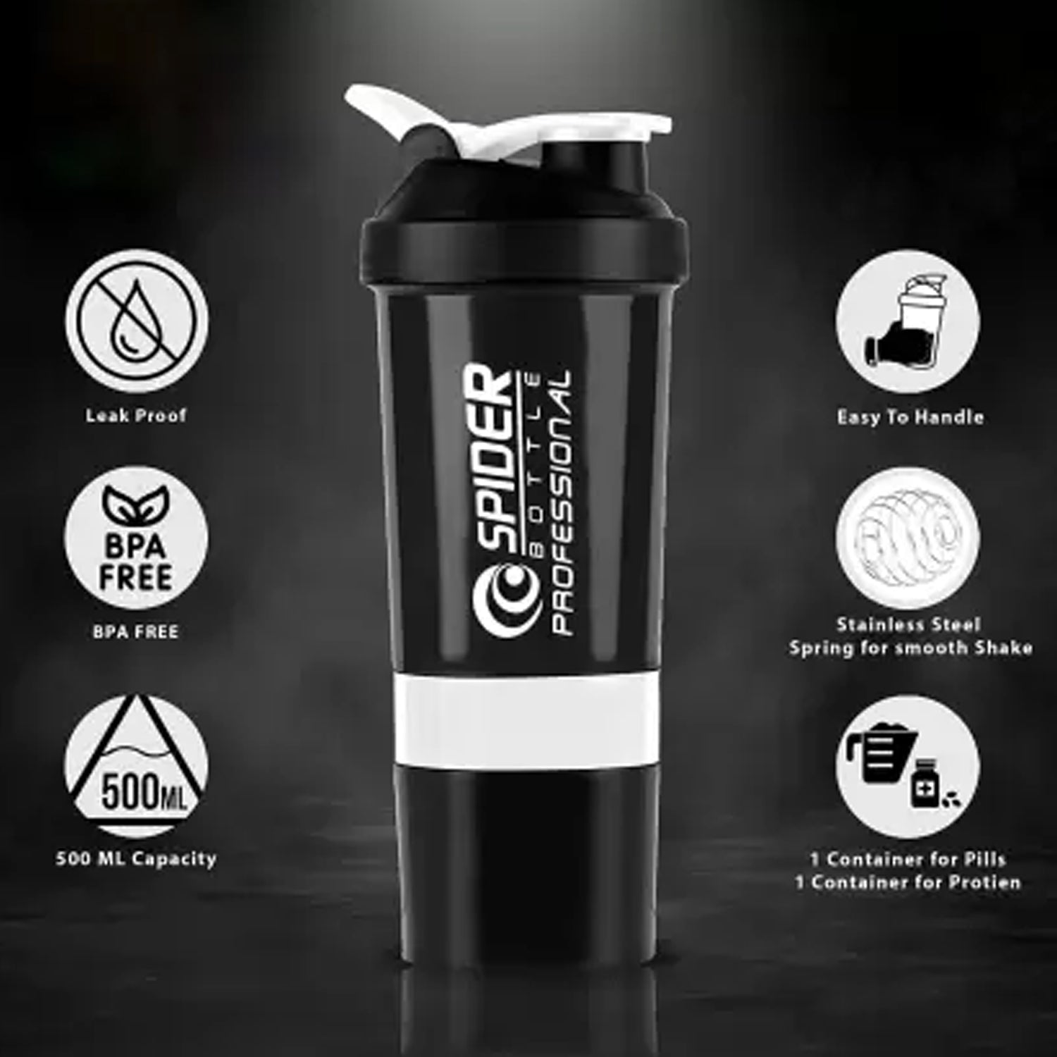 1771 SHAKER BOTTLE FOR GYM|GYM SHAKER|SIPPER BOTTLE|BPA-FREE AND 100% LEAK-PROOF PROTEIN SHAKER BOTTLE WITH 2 EXTRA STORAGE COMPARTMENT (500ML SHAKER) DeoDap 1771 SHAKER BOTTLE FOR GYM|GYM SHAKER|SIPPER BOTTLE|BPA-FREE AND 100% LEAK-PROOF PROTEIN SHAKER BOTTLE WITH 2 EXTRA STORAGE COMPARTMENT (500ML SHAKER) DeoDap